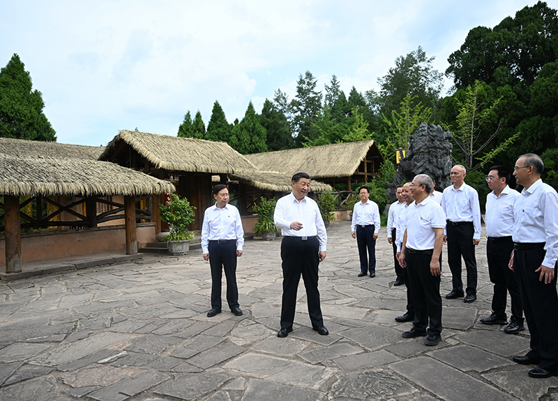7月25日至27日，中共中央總書記、國家主席、中央軍委主席習(xí)近平在四川考察。這是25日下午，習(xí)近平在廣元市劍閣縣翠云廊考察。